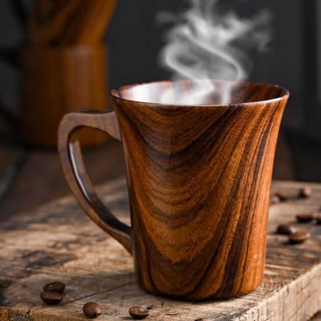 Handcrafted Teak-Wood Coffee Mug by Tridha