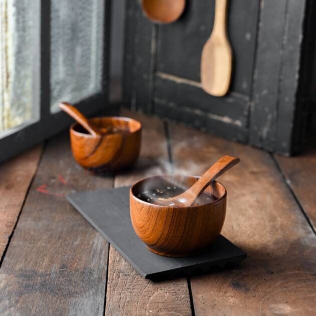 Handcrafted Wooden Soup Bowl Set – 200 ml